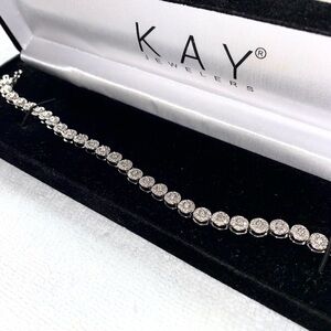 Diamond Tennis Bracelet Round-Cut 10K White Gold 7"